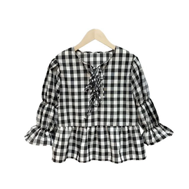 EVE Lace Up Puffed Sleeve Blouse