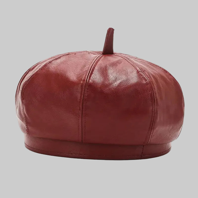 PU Adjustable Beret Style Cap