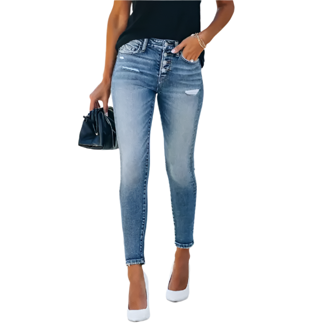 ANGEL Stretch Slim-fit Ripped Denim Jeans