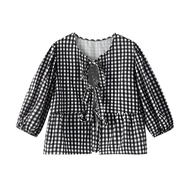 EVE Lace Up Puffed Sleeve Blouse