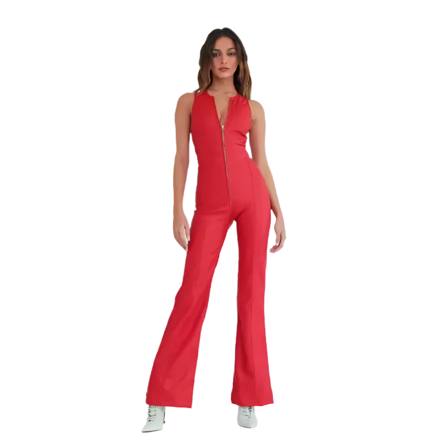 MAYA High-Waist Denim Jumpsuit