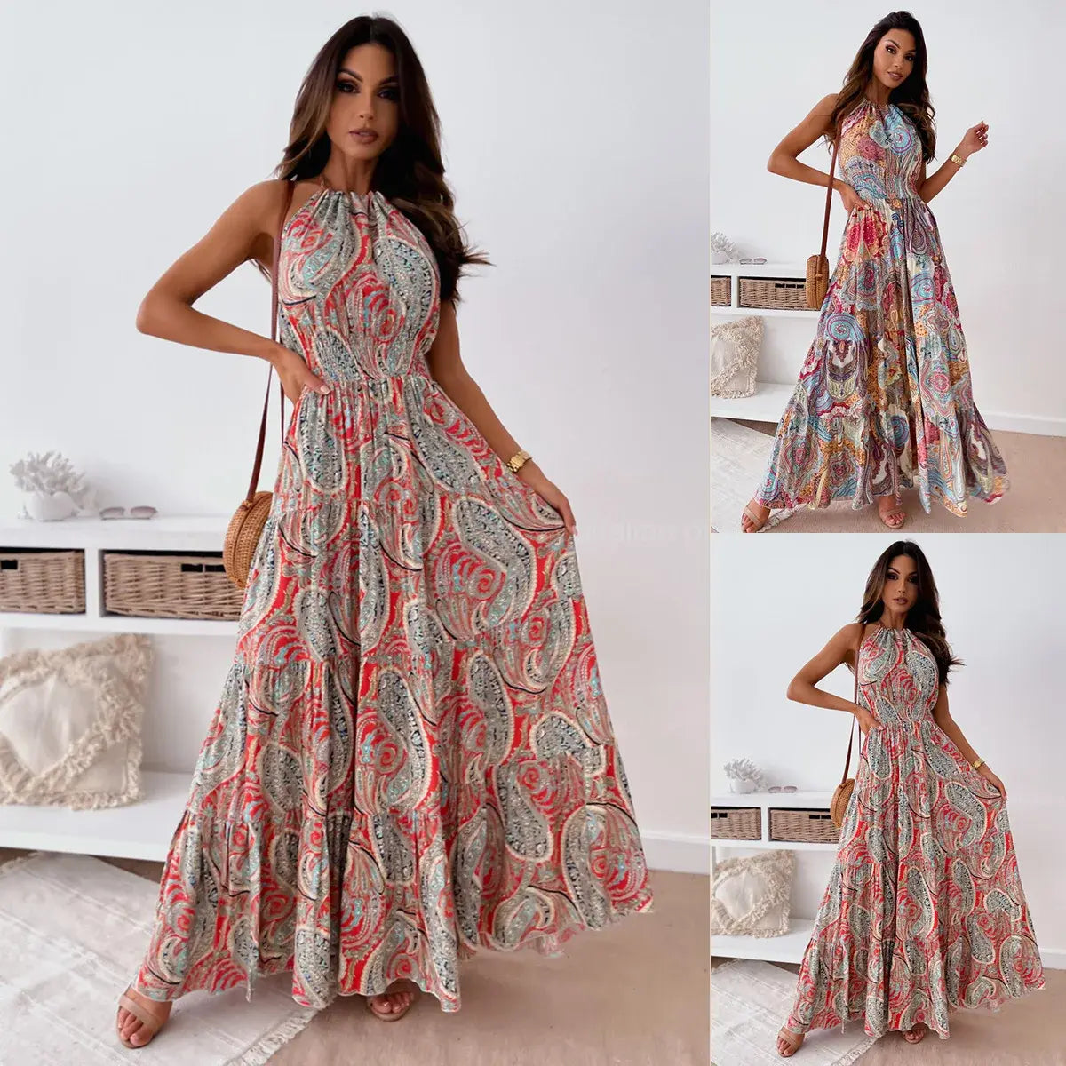 SUNI Floral Backless Dress
