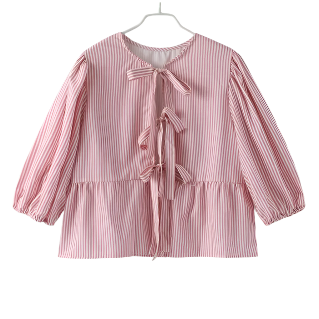 EVE Lace Up Puffed Sleeve Blouse