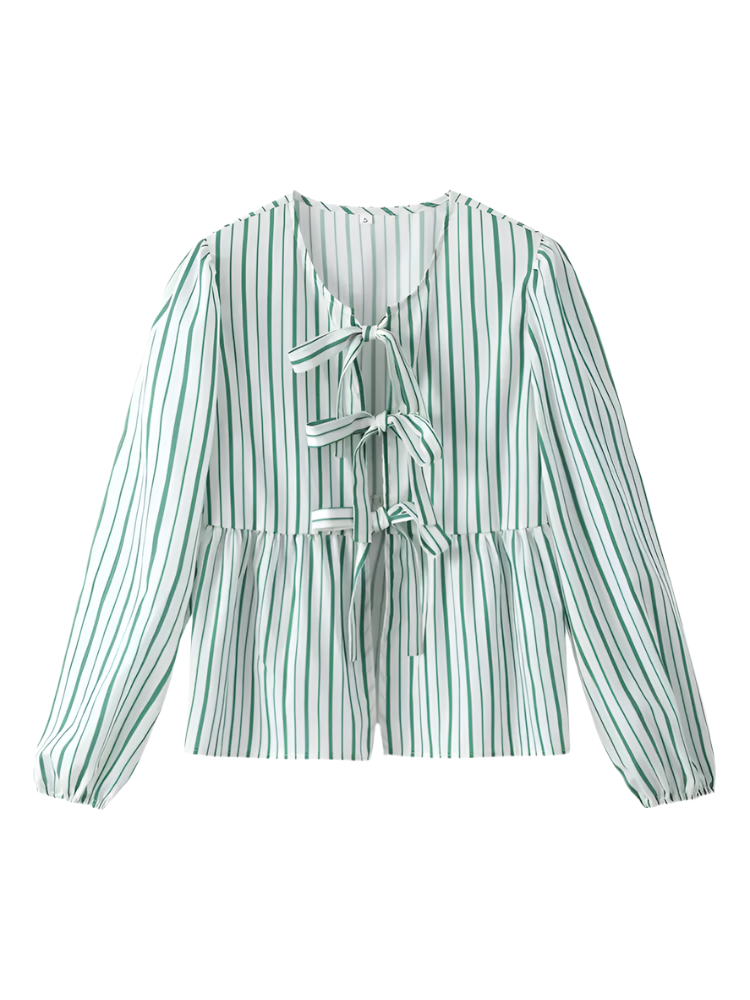 EVE Lace Up Puffed Sleeve Blouse