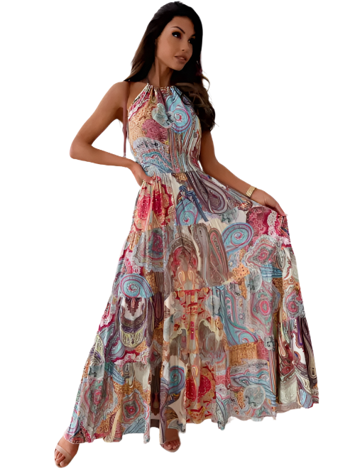 SUNI Floral Backless Dress