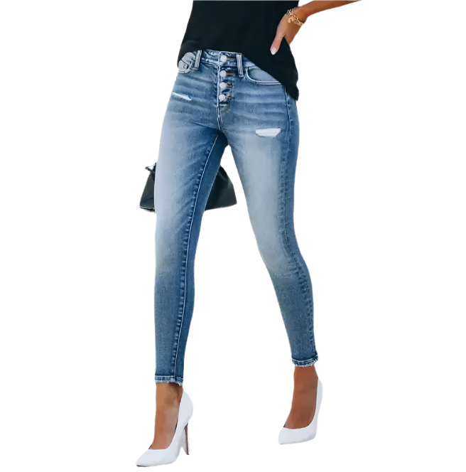ANGEL Stretch Slim-fit Ripped Denim Jeans