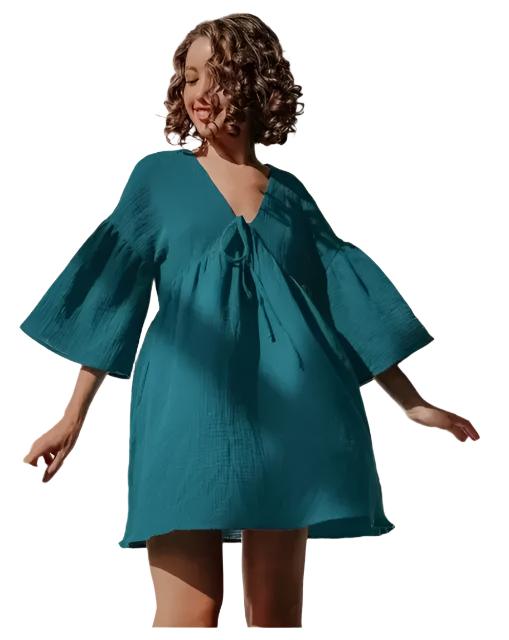 AERIAL Cotton Peplum Dress / Sleepwear