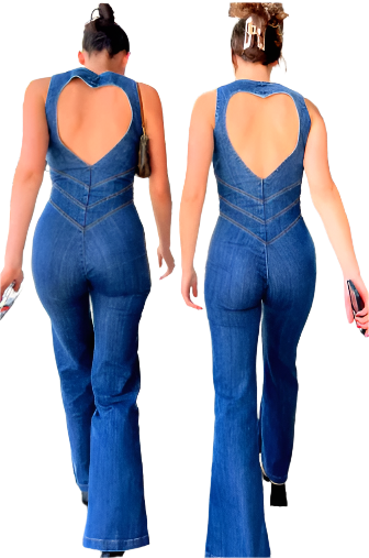 MAYA High-Waist Denim Jumpsuit