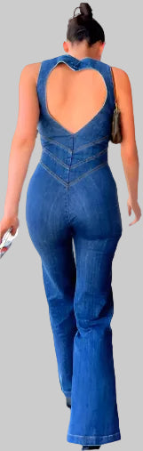 MAYA High-Waist Denim Jumpsuit