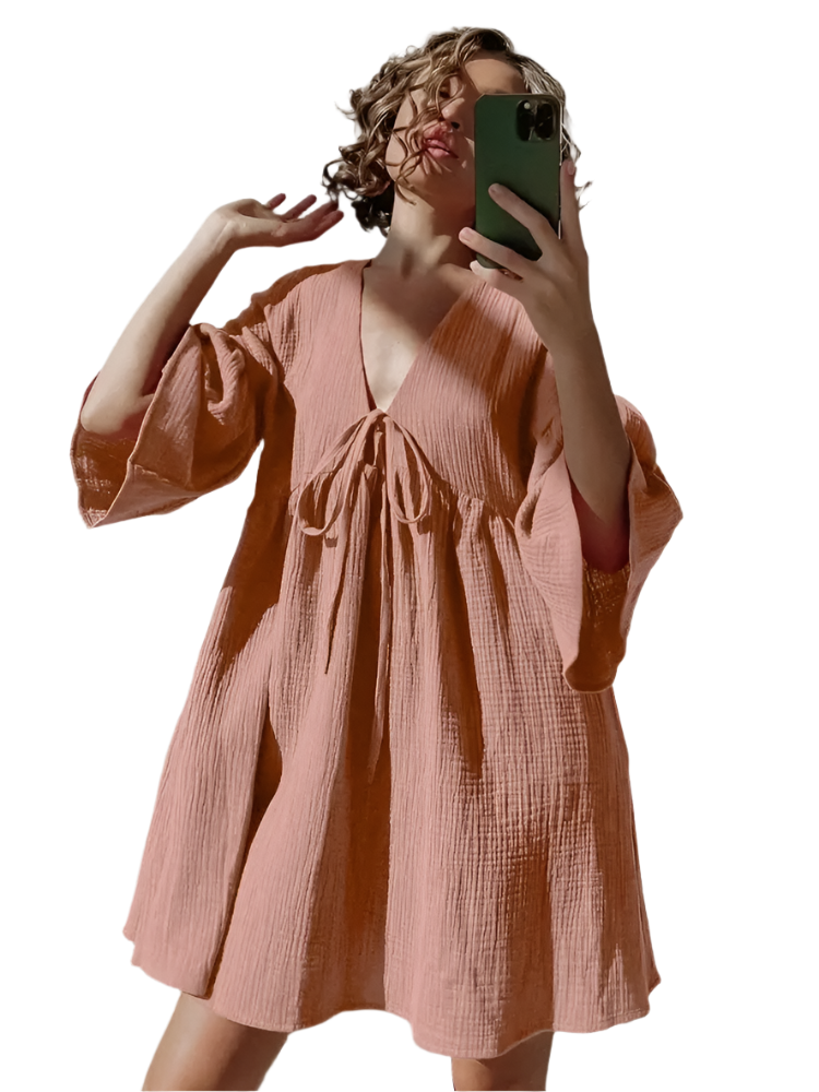 AERIAL Cotton Peplum Dress / Sleepwear