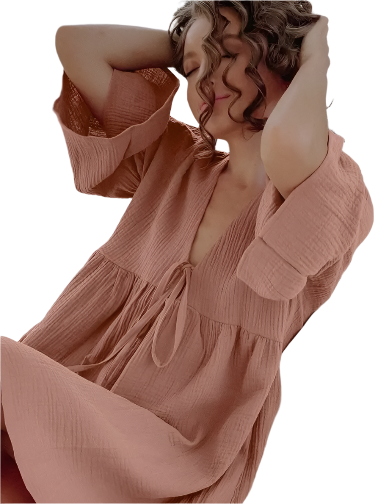 AERIAL Cotton Peplum Dress / Sleepwear