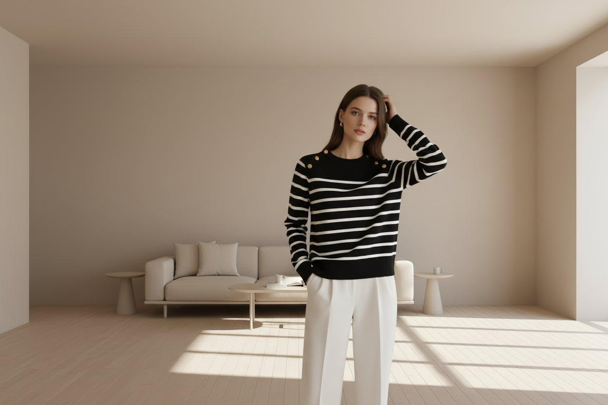 JESS Women's Chic Striped Sweater/Jumper
