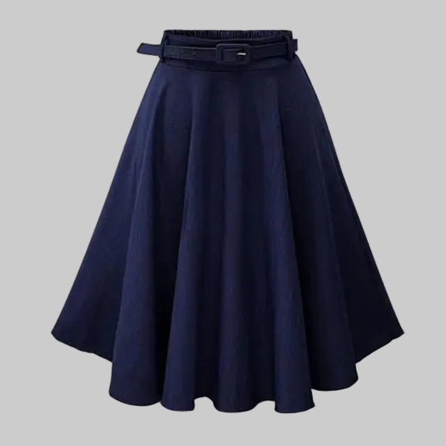 JADE Elasticised Waist Pleated Denim Skirt