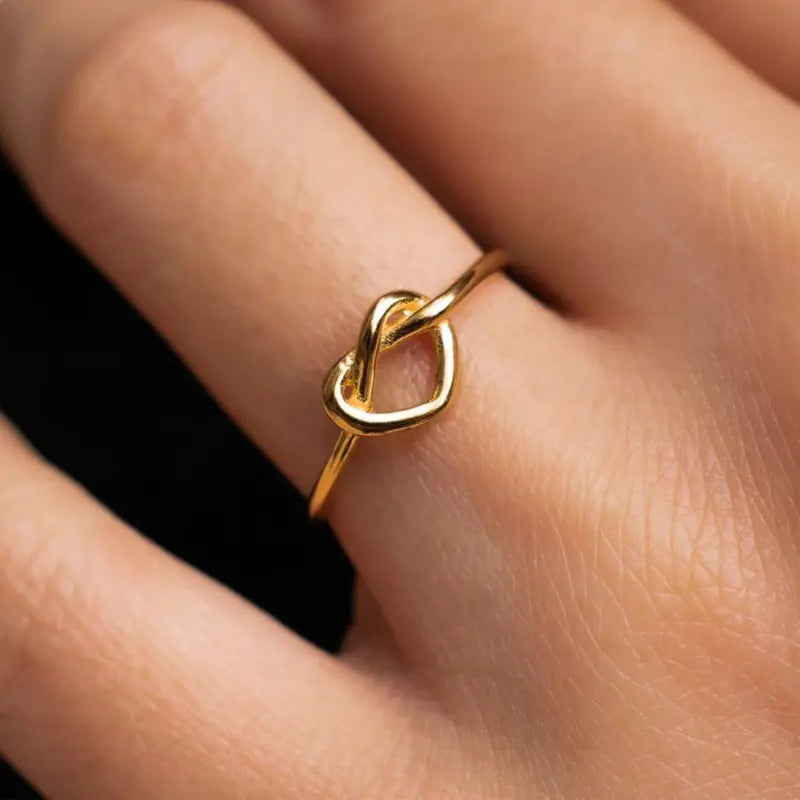 18ct Gold Plated Stainless Steel Heart-shaped adjustable Ring
