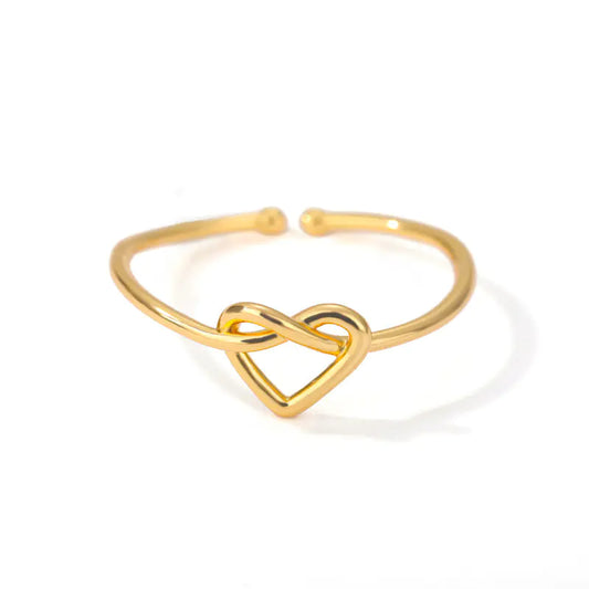 18ct Gold Plated Stainless Steel Heart-shaped adjustable Ring