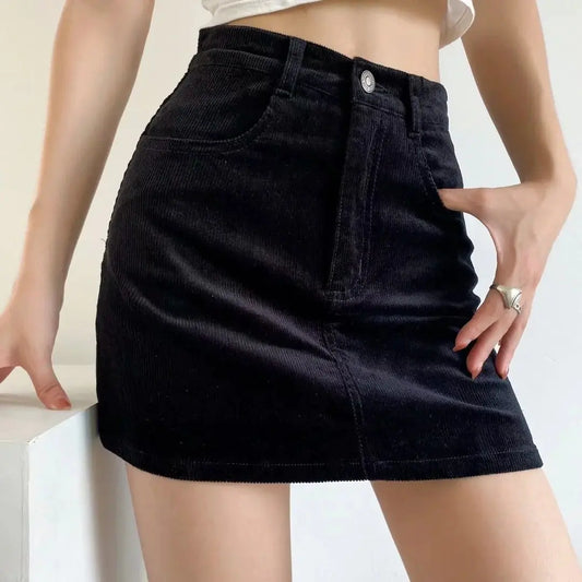 SOFIA Women's High Waist Corduroy Skirt
