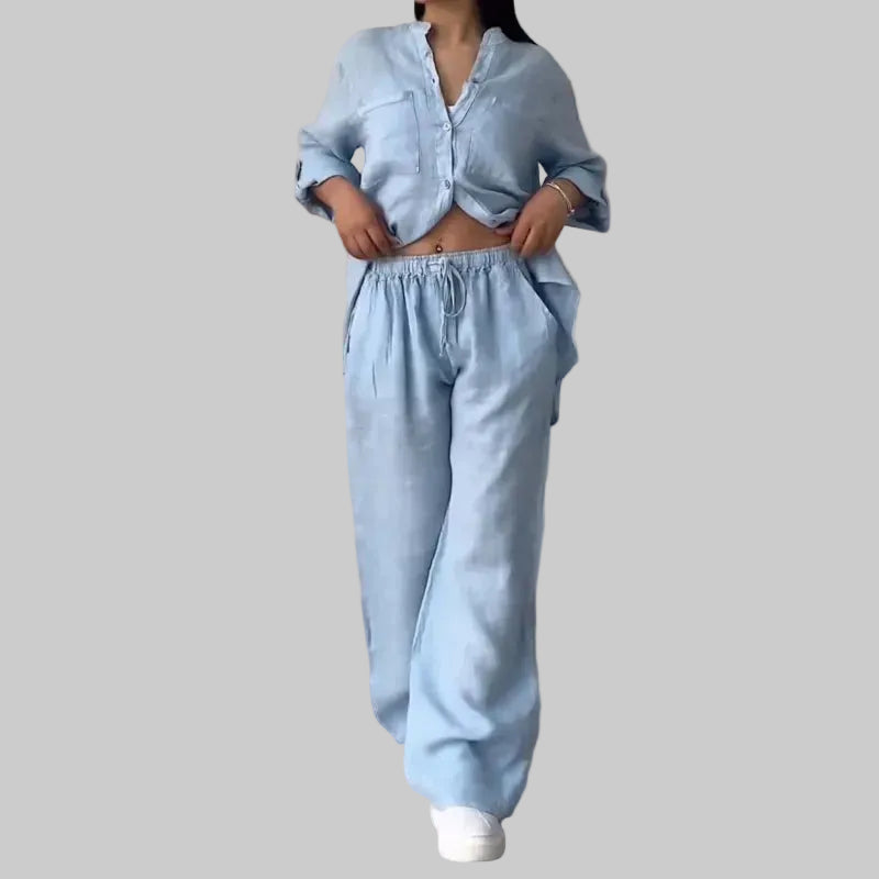 FIONA Women's Wide-leg Pants & Shirt Set