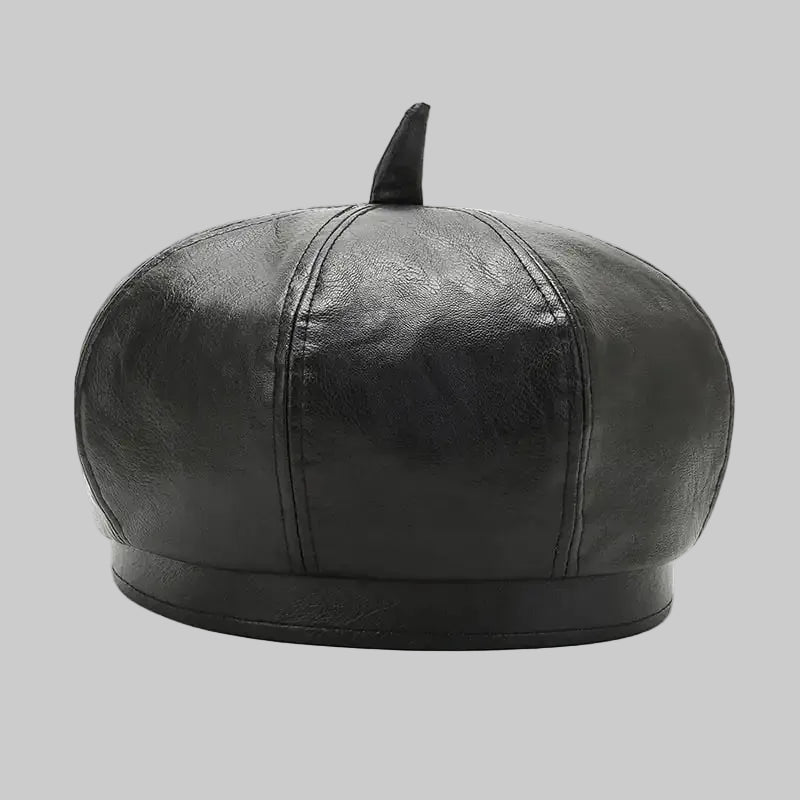 PU Adjustable Beret Style Cap