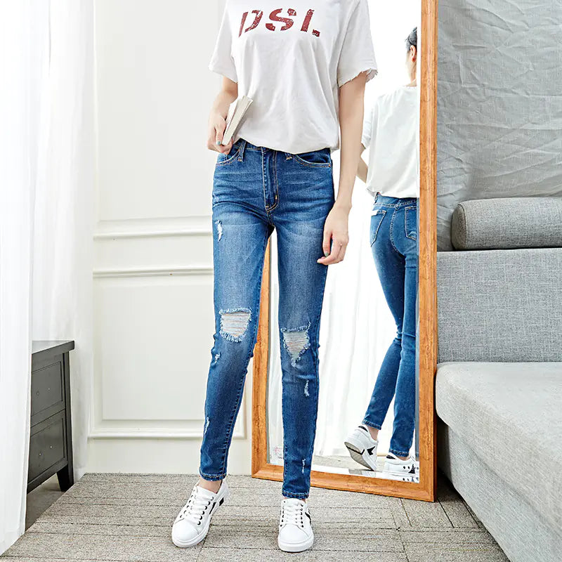 MONIQUE Skinny Stretch Jeans with Rips and Fading