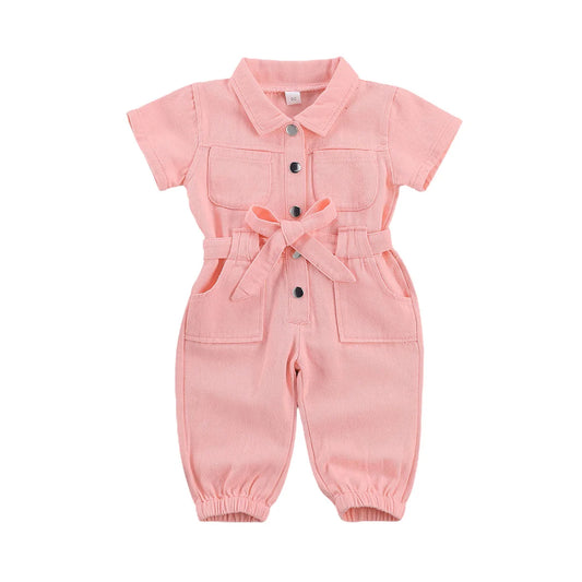 AMBER Girl's Denim Jumpsuit