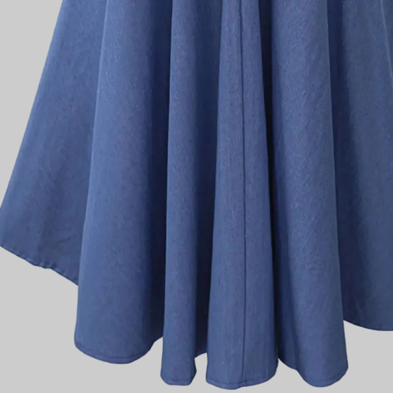 JADE Elasticised Waist Pleated Denim Skirt