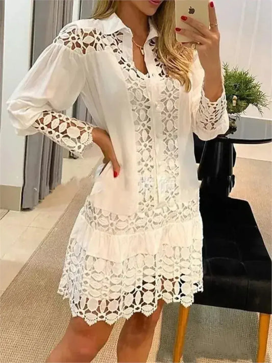 DEIDRE Cotton Lace Mini Dress