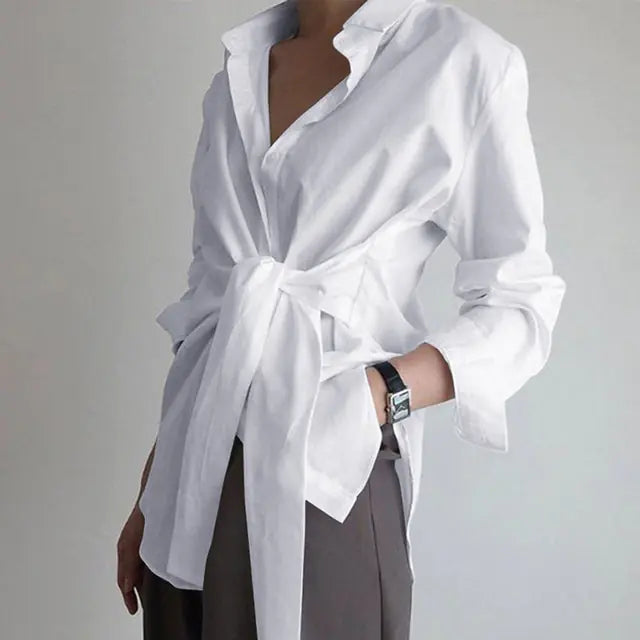 ANDREA Elegant Tie Front Blouse