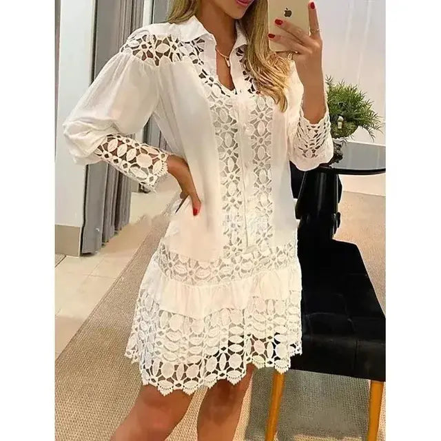 DEIDRE Cotton Lace Mini Dress