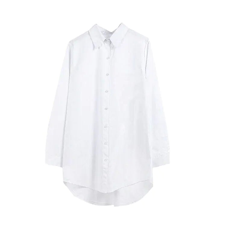 HARPER Mid-Length Long Sleeve White Shirt