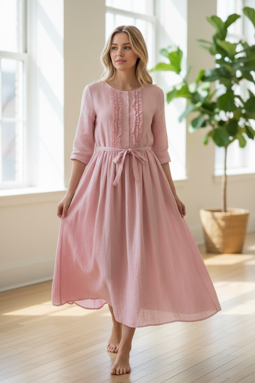 ZARA Tie Waist Mid Length Dress