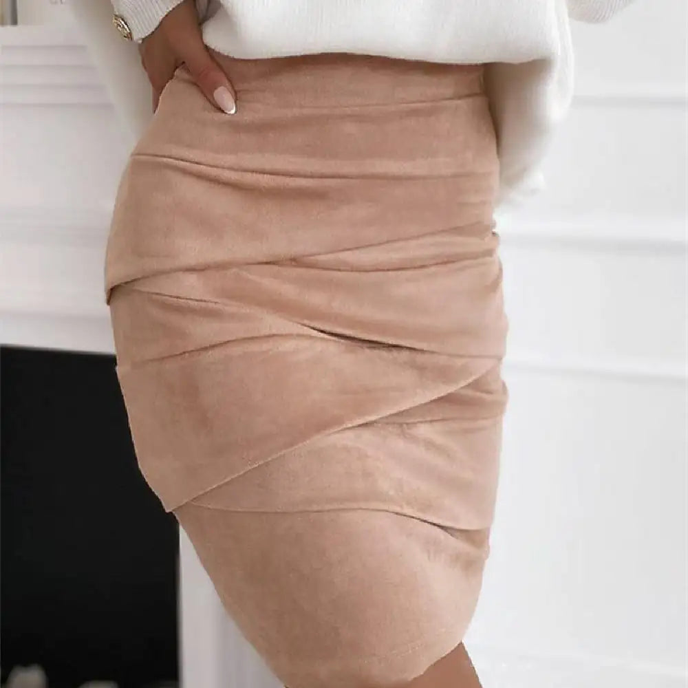 LUCY Ladies Suede look Crossover Skirt