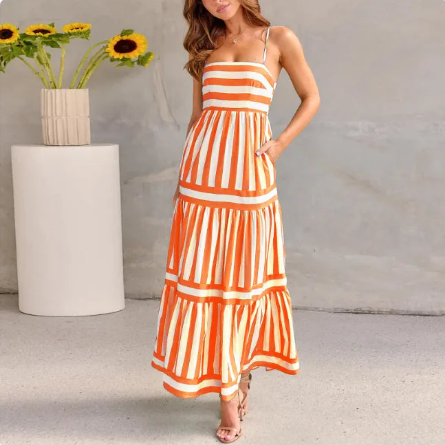 GEMMA Striped Summer Maxi Dress with Pockets