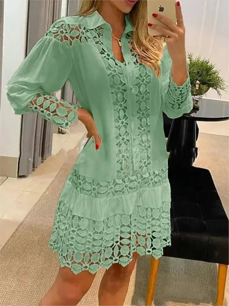 DEIDRE Cotton Lace Mini Dress