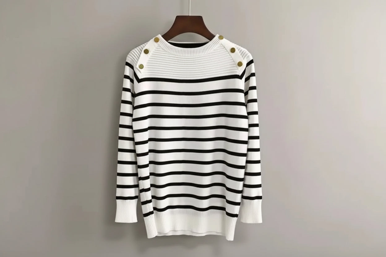 JESS Women's Chic Striped Sweater/Jumper