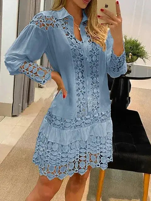 DEIDRE Cotton Lace Mini Dress