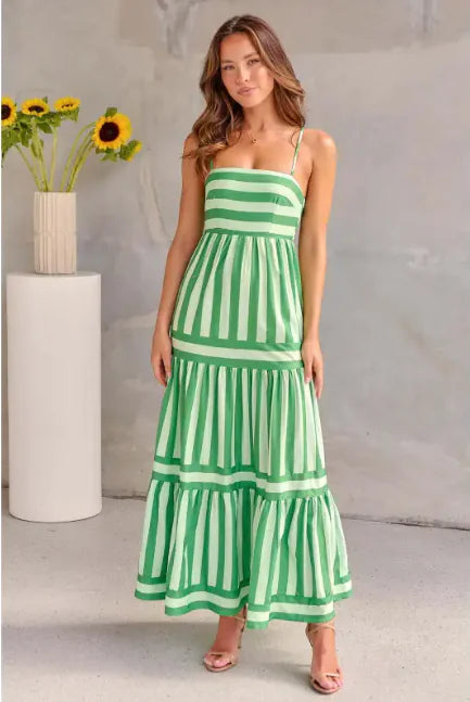 GEMMA Striped Summer Maxi Dress with Pockets