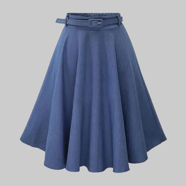 JADE Elasticised Waist Pleated Denim Skirt