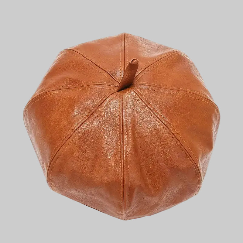 PU Adjustable Beret Style Cap