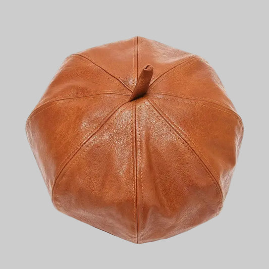 PU Adjustable Beret Style Cap
